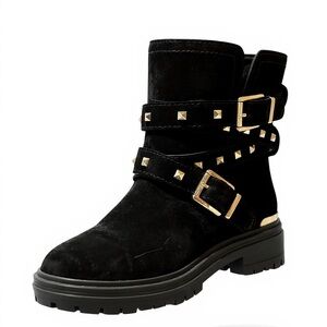 Vince Camuto Black Studded Moto Boots